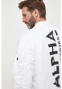 Alpha Industries kurtka bomber MA-1 ZH Back Print męski kolor biały zimowa. Kolor: biały. Wzór: nadruk. Sezon: zima #3