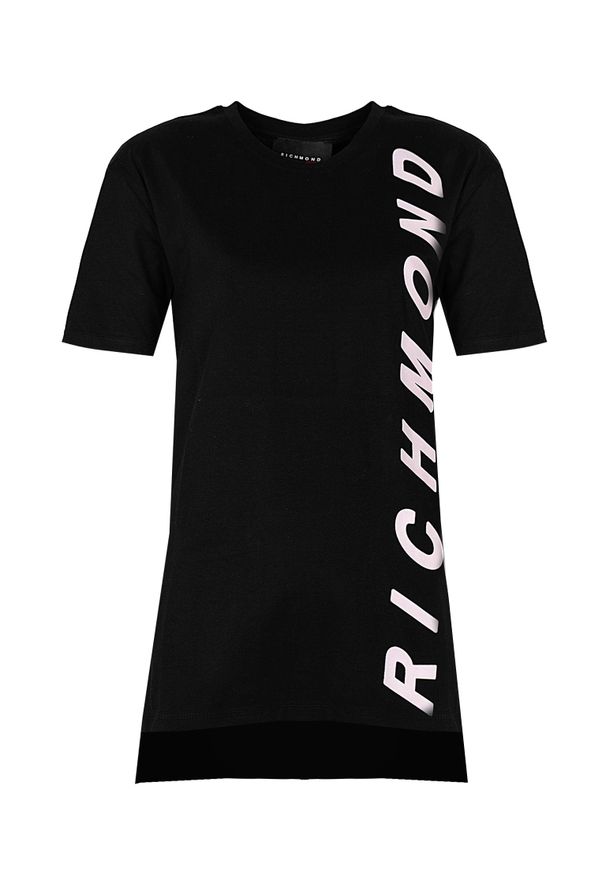 John Richmond - Richmond Sport T-Shirt | RWA22014TS | Kobieta | Czarny. Kolor: czarny. Materiał: bawełna. Długość rękawa: krótki rękaw. Długość: krótkie. Wzór: aplikacja, nadruk. Styl: sportowy