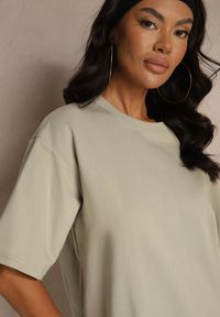 Renee - Ciemnobeżowy Basicowy T-shirt z Bawełny Meranissea. Okazja: na co dzień, do pracy, na spotkanie biznesowe. Kolor: beżowy. Materiał: bawełna. Wzór: aplikacja, bez wzorów. Styl: klasyczny, casual, biznesowy, elegancki #4