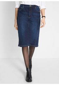 bonprix - Spódnica high-waist ze stretchem i wygodnym paskiem. Stan: podwyższony. Kolor: niebieski