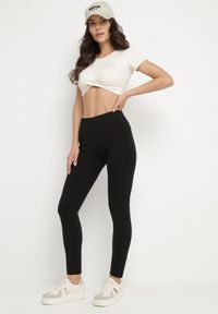 Born2be - Czarne Klasyczne Legginsy z Bawełny Zivolea. Okazja: na co dzień. Kolor: czarny. Materiał: bawełna. Styl: klasyczny #6