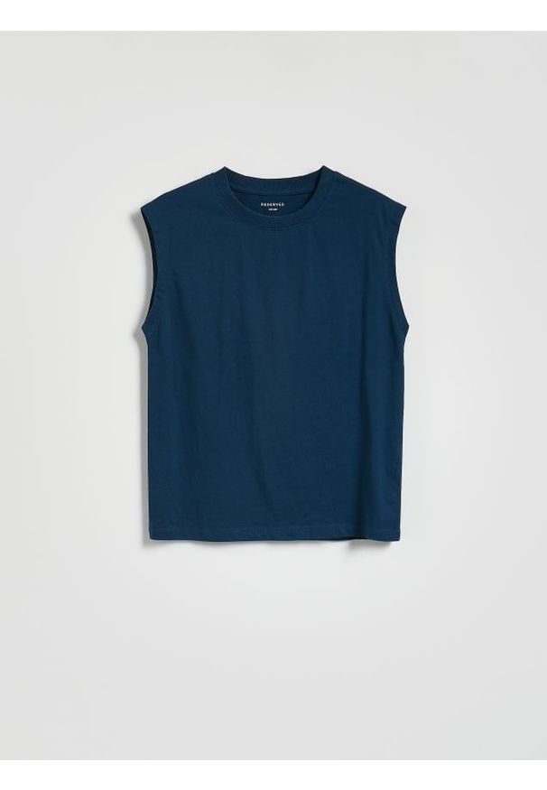 Reserved - T-shirt bez rękawów - granatowy. Kolor: niebieski. Materiał: bawełna, dzianina. Długość rękawa: bez rękawów