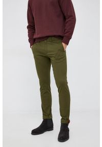 TOMMY HILFIGER - Tommy Hilfiger Spodnie męskie kolor zielony proste. Okazja: na co dzień. Kolor: zielony. Materiał: tkanina, bawełna. Wzór: gładki. Styl: casual