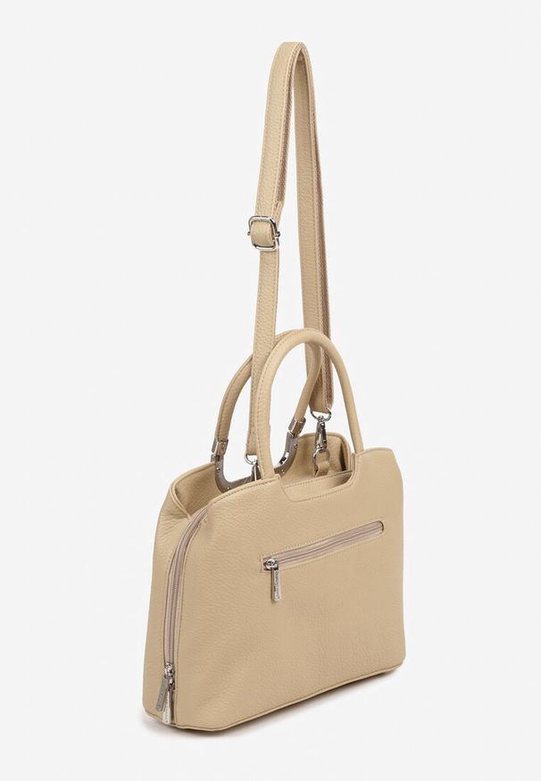 Born2be - Beżowa Torebka z Rączką i Paskiem Mała Prostokątna Clariara. Kolor: beżowy. Styl: klasyczny, casual, elegancki