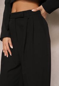 Renee - Czarne Spodnie High Waist w Garniturowym Stylu z Kieszeniami Junife. Stan: podwyższony. Kolor: czarny #2