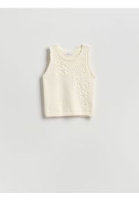 Reserved - Dzianinowy top - kremowy. Kolor: kremowy. Materiał: dzianina #1
