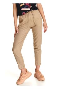 DRYWASH - Spodnie w stylu safari z domieszką lnu wązane w pasie. Kolor: beżowy. Materiał: len #4