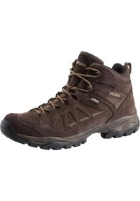 MEINDL - Buty trekkingowe męskie Nebraska Mid z membraną Gore - Tex. Kolor: brązowy. Technologia: Gore-Tex. Sport: turystyka piesza