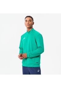 KIPSTA - Bluza piłkarska Kipsta Essential Club. Typ kołnierza: komin. Kolor: zielony. Materiał: tkanina, materiał, elastan, poliester, prążkowany. Sport: piłka nożna