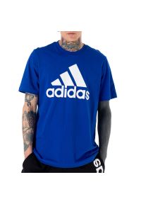Adidas - Koszulka adidas M BL SJ T HE1852 - niebieska. Kolor: niebieski. Materiał: materiał, bawełna, dresówka. Długość rękawa: krótki rękaw. Długość: krótkie