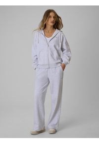 4f - 4F Bluza dresowa loose z kapturem damska - szara M. Okazja: na co dzień. Typ kołnierza: kaptur. Kolor: szary. Materiał: dresówka. Styl: casual #2