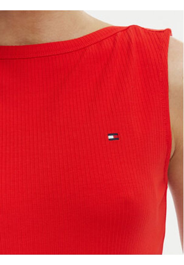 TOMMY HILFIGER - Tommy Hilfiger Top WW0WW47807 Pomarańczowy Slim Fit. Kolor: pomarańczowy. Materiał: wiskoza