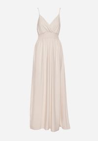 Born2be - Jasnobeżowa Sukienka Cadole. Kolor: beżowy. Materiał: bawełna. Długość rękawa: na ramiączkach. Typ sukienki: kopertowe. Styl: wakacyjny. Długość: maxi #7