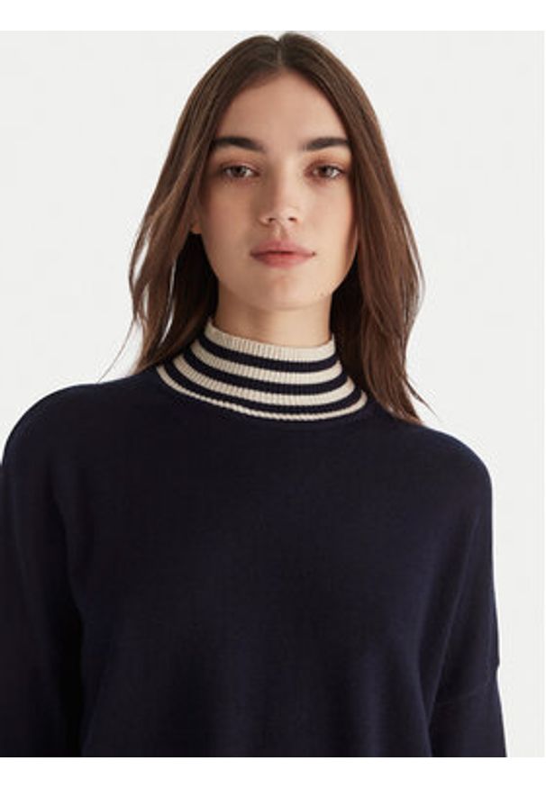 Gaudi Golf 521BD53007 Granatowy Relaxed Fit. Typ kołnierza: golf. Kolor: niebieski. Materiał: syntetyk