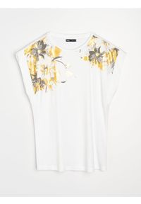 Sinsay - Koszulka z domieszką wiskozy - biały. Kolor: biały. Materiał: wiskoza #1