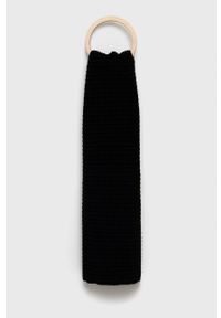 Sisley Szalik z domieszką wełny kolor czarny gładki. Kolor: czarny. Materiał: wełna. Wzór: gładki