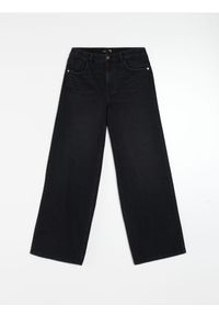 Sinsay - Jeansy wide leg z efektem sprania - czarny. Kolor: czarny #1