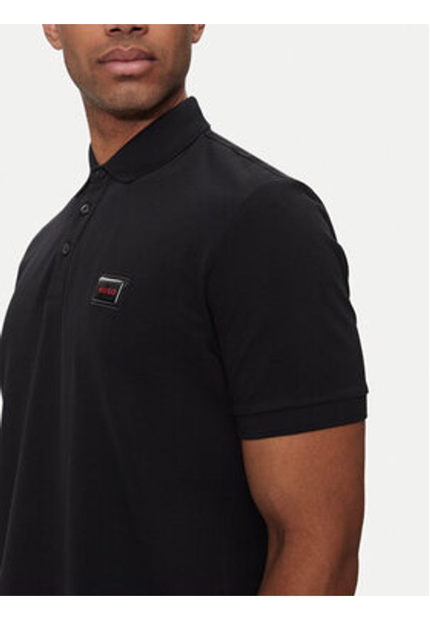 Hugo Polo Dereso_Gel 50528173 Czarny Regular Fit. Typ kołnierza: polo. Kolor: czarny. Materiał: bawełna