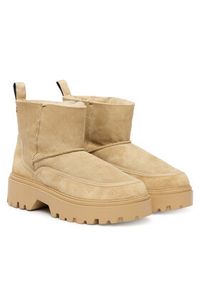 TOMMY HILFIGER - Tommy Hilfiger Śniegowce Real Shearling Pullon FW0FW08997 Beżowy. Kolor: beżowy. Materiał: zamsz, skóra #3