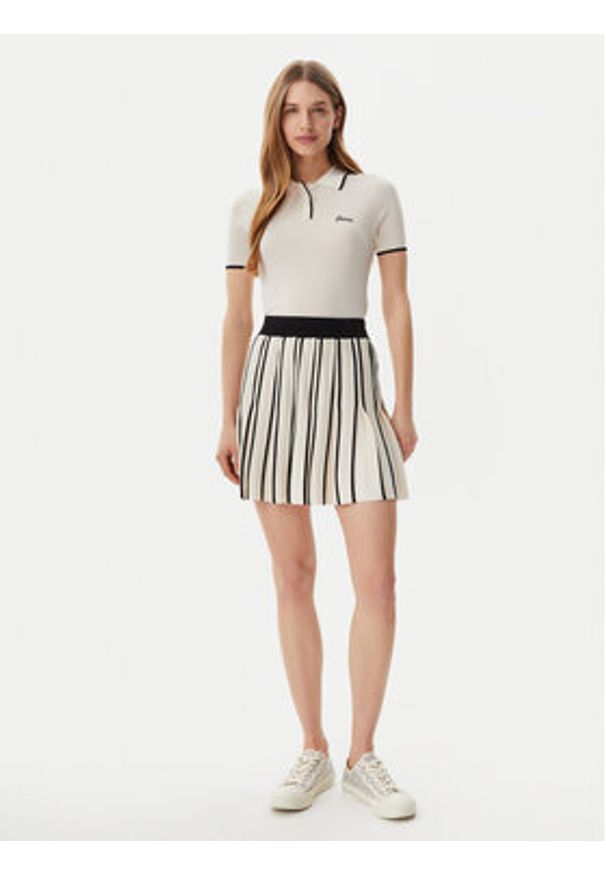 Guess Spódnica plisowana V5GD00 Z3D60 Écru Regular Fit. Materiał: wiskoza