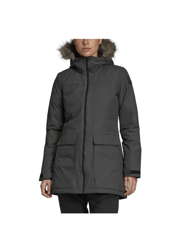 Adidas - ADIDAS PARKA XPLORIC > DZ1498. Okazja: na co dzień. Materiał: nylon, materiał, futro, syntetyk, tkanina, poliester. Długość rękawa: długi rękaw. Długość: długie. Wzór: ze splotem, aplikacja. Styl: sportowy, casual