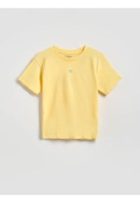 Reserved - Bawełniany t-shirt - żółty. Kolor: żółty. Materiał: bawełna #1