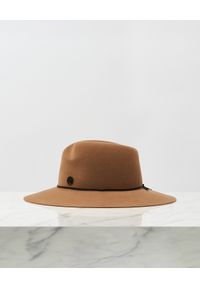 MAISON MICHEL PARIS - Beżowy kapelusz. Kolor: beżowy. Wzór: aplikacja