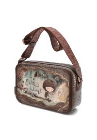 Brązowa Torebka Anekke Stylowa Listonoszka Damska Premium. Kolor: brązowy. Wzór: napisy. Materiał: skórzane. Styl: elegancki #5