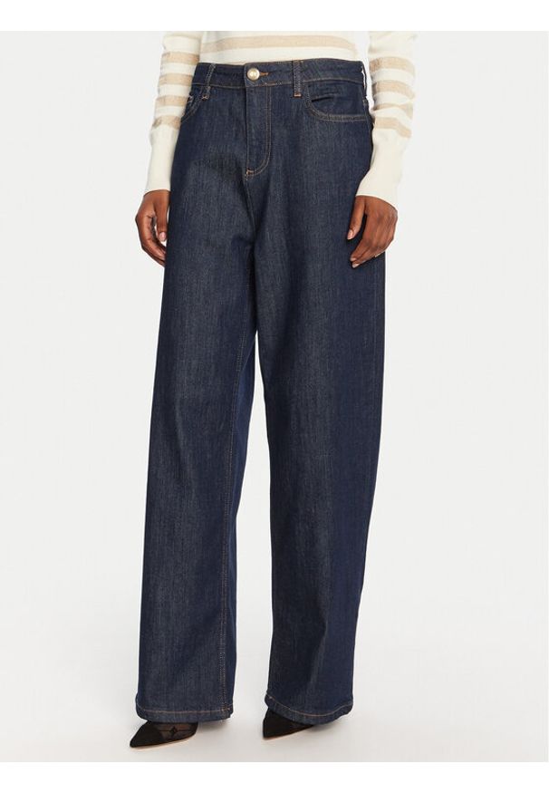 LOLA CASADEMUNT Jeansy MF2514007 Granatowy Wide Leg. Kolor: niebieski