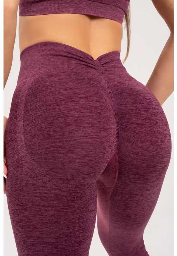 GYM GLAMOUR - Legginsy fitness damskie Gym Glamour seamless deep push up. Kolor: czerwony. Sport: fitness