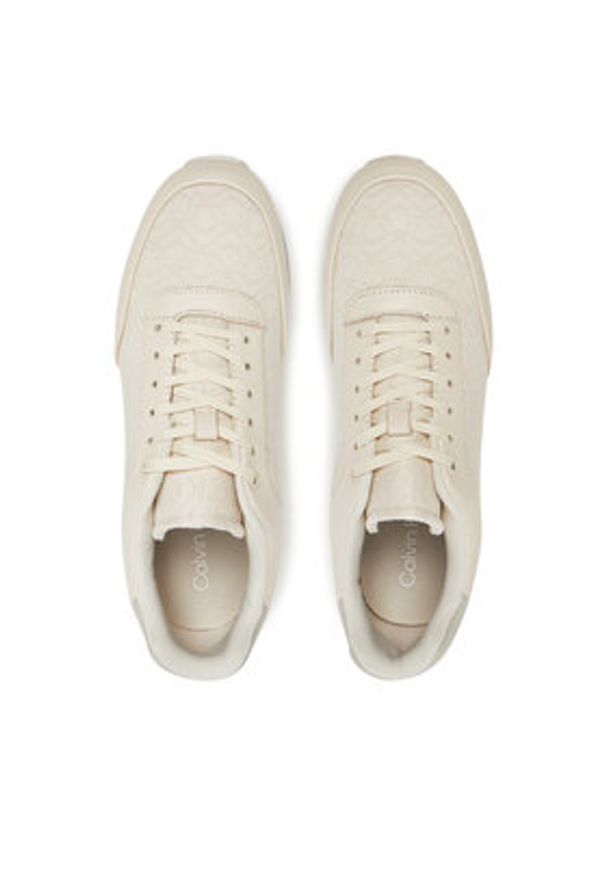 Calvin Klein Sneakersy Runner Lace Up - Jacq HW0HW02413 Écru. Materiał: materiał