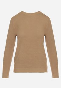 Born2be - Ciemnobeżowy Sweter z Wełną w Klasycznym Stylu Firrive. Okazja: na co dzień. Kolor: beżowy. Materiał: wełna. Styl: klasyczny #3