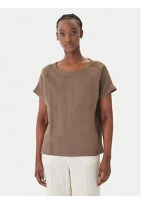 Marella T-Shirt Geyser 2615111132 Beżowy Regular Fit. Kolor: beżowy. Materiał: len #1