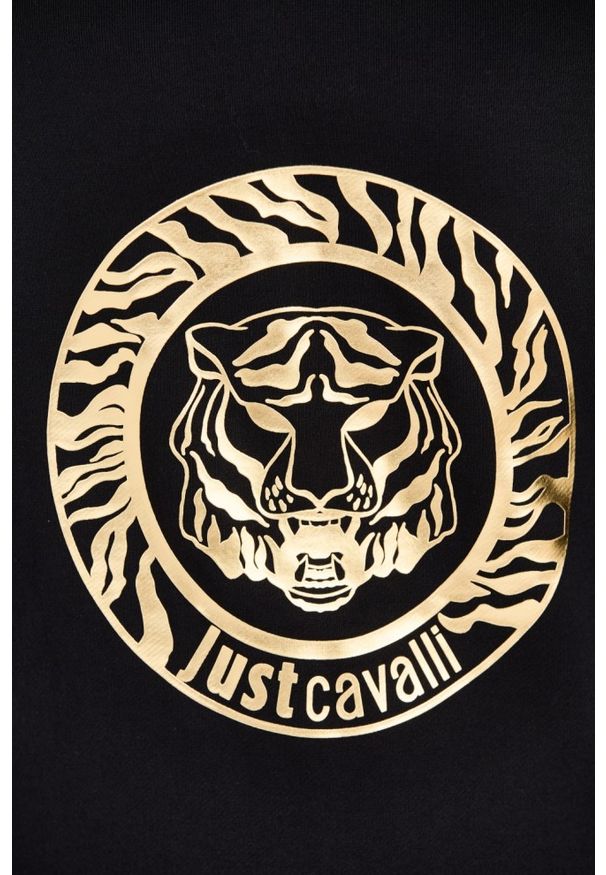 Just Cavalli - JUST CAVALLI Czarna damska bluza T-round Gold, Rozmiar S. Kolor: czarny