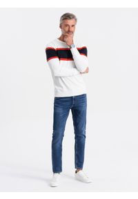 Ombre Clothing - Sweter męski - biały V5 - Rozmiar: XL. Kolor: biały. Materiał: jeans, bawełna. Styl: klasyczny #4