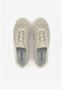 Born2be - Zielone Tenisówki z Ażurową Cholewką Tidella. Okazja: na co dzień. Kolor: zielony. Materiał: jeans. Szerokość cholewki: normalna. Wzór: ażurowy. Styl: casual #8