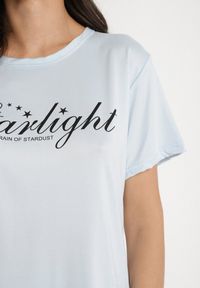 Born2be - Jasnoniebieski Bawełniany Komplet Piżamowy T-shirt i Szorty w Zebrę Milavira. Kolor: niebieski. Materiał: bawełna. Wzór: motyw zwierzęcy #3