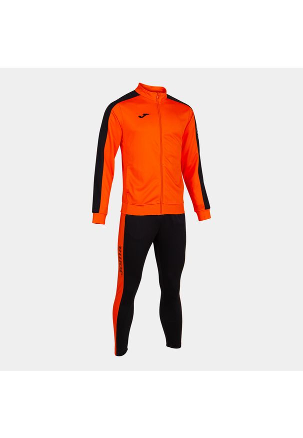 Dres do piłki nożnej męski Joma Academy III. Kolor: czarny, pomarańczowy, wielokolorowy. Materiał: dresówka. Sport: piłka nożna