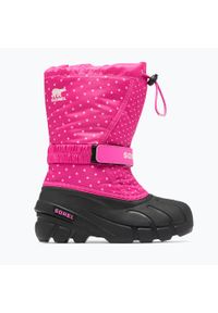 sorel - Buty trekkingowe dziecięce Sorel Flurry Print Girls fuchsia. Kolor: czarny. Wzór: nadruk