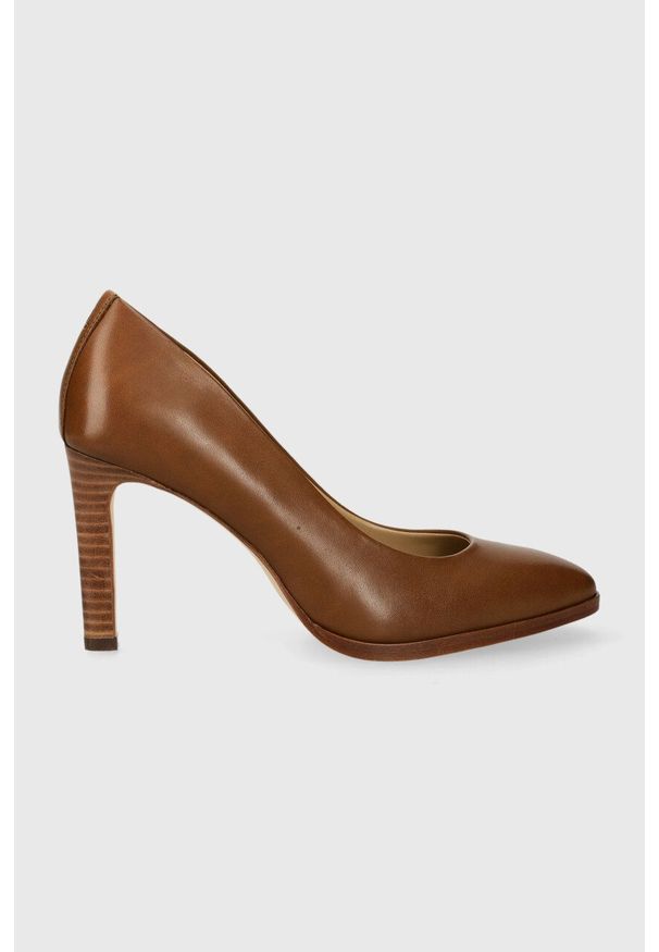 Lauren Ralph Lauren szpilki skórzane Camila kolor brązowy 802882356002. Nosek buta: okrągły. Kolor: brązowy. Materiał: skóra. Obcas: na szpilce. Wysokość obcasa: średni