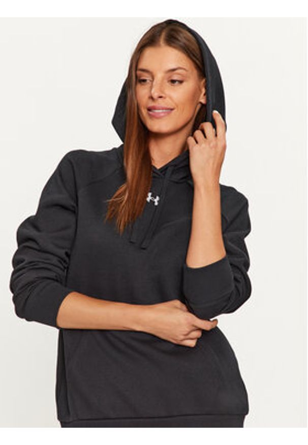 Under Armour Bluza Ua Rival Fleece Hoodie 1379500 Czarny Loose Fit. Kolor: czarny. Materiał: bawełna