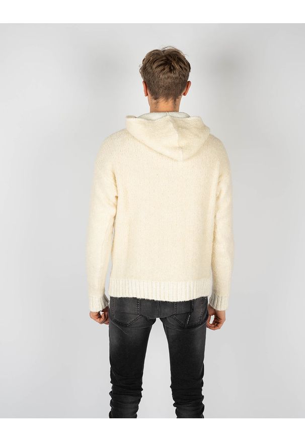 Takeshy Kurosawa Sweter "Boucle" | 83084 | Hoody Boucle | Mężczyzna | Kremowy. Okazja: na co dzień. Typ kołnierza: kaptur. Kolor: kremowy. Materiał: akryl, wełna. Wzór: aplikacja. Styl: casual
