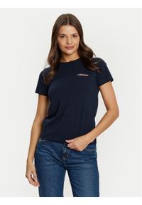 Guess Jeans T-Shirt W4YI02 J1314 Granatowy Slim Fit. Kolor: niebieski. Materiał: bawełna