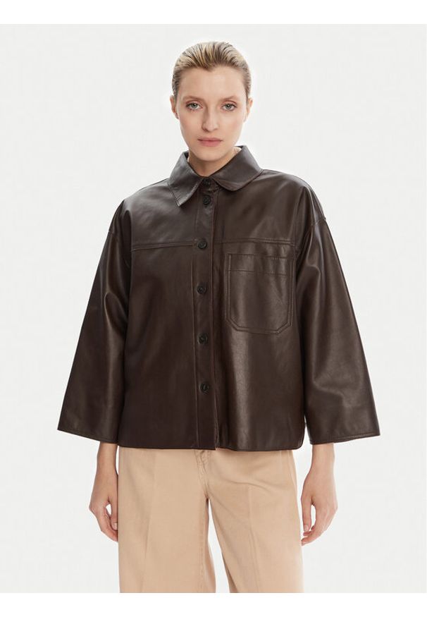 Weekend Max Mara Kurtka skórzana Stecca 2525446051 Brązowy Relaxed Fit. Kolor: brązowy. Materiał: skóra