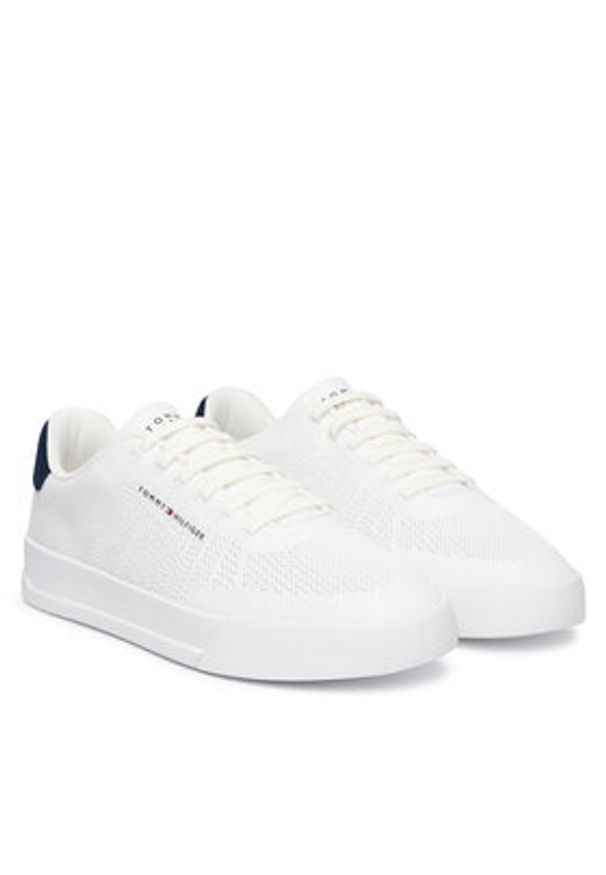 TOMMY HILFIGER - Tommy Hilfiger Sneakersy Th Court Knit FM0FM05823 Biały. Kolor: biały. Materiał: materiał