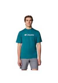 columbia - T-shirt sportowy z krótkim rękawem męski CSC Basic Logo SS Tee. Kolor: zielony. Materiał: bawełna. Długość rękawa: krótki rękaw. Długość: krótkie