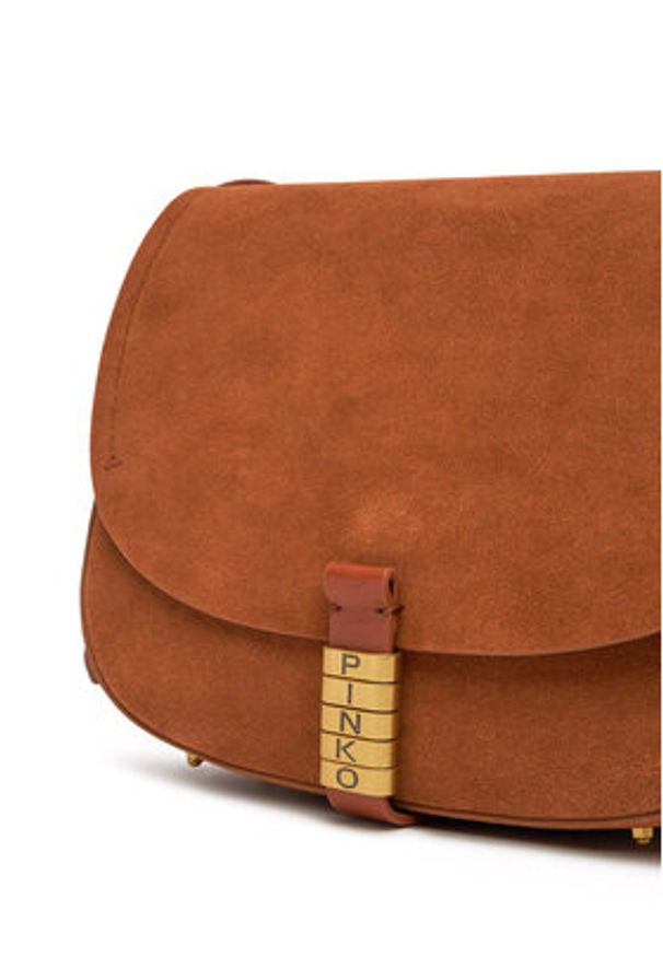 Pinko - PINKO Torebka Saddle Classic PE 25 PLTT 103830 A29N Brązowy. Kolor: brązowy. Materiał: skórzane, zamszowe