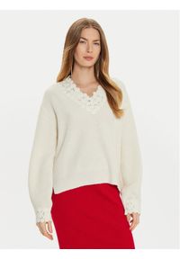 TwinSet - TWINSET Sweter 242TT3422 Biały Loose Fit. Kolor: biały. Materiał: syntetyk #1