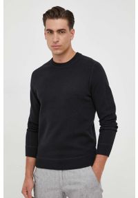 BOSS sweter z domieszką wełny kolor czarny. Kolor: czarny. Materiał: wełna