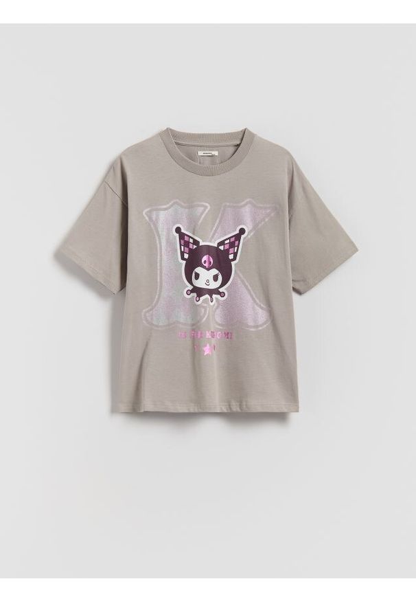 Reserved - T-shirt Kuromi - jasnoszary. Kolor: szary. Materiał: bawełna